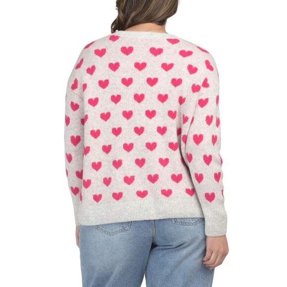 NWT CECE Plus Gray Pink Heart Cozy Sweater - Size 1X - Picture 2 of 9
